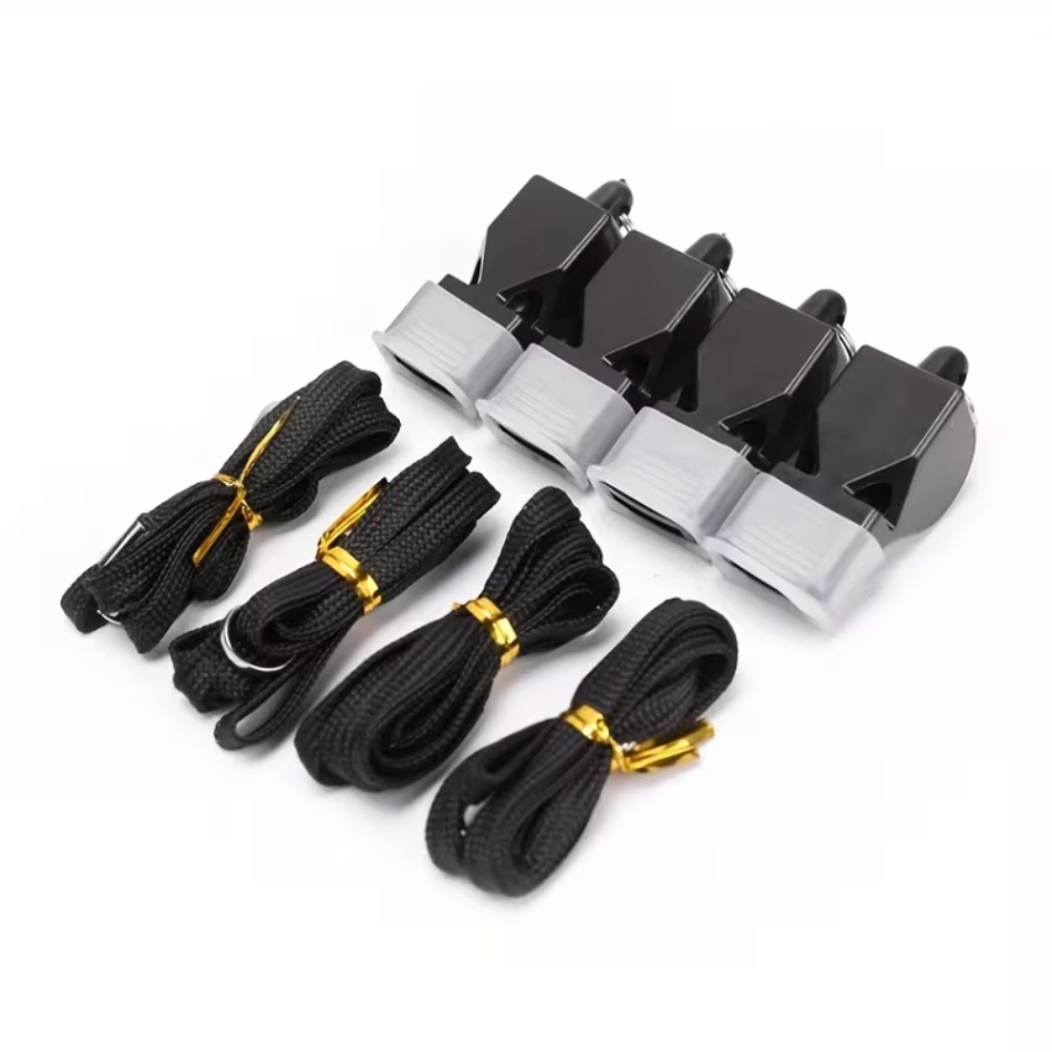 Fluier din plastic cu șnur negru demo