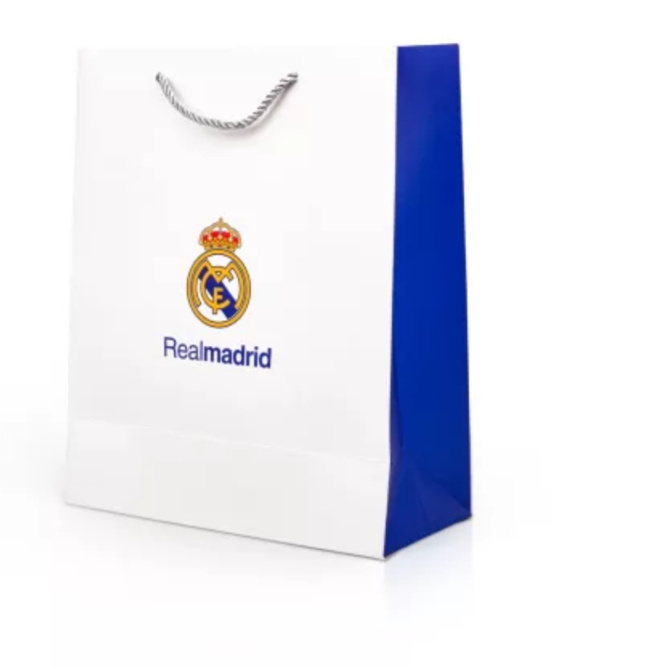 Real Madrid Geantă cadou alb-albastră mică 18x10x23cm demo